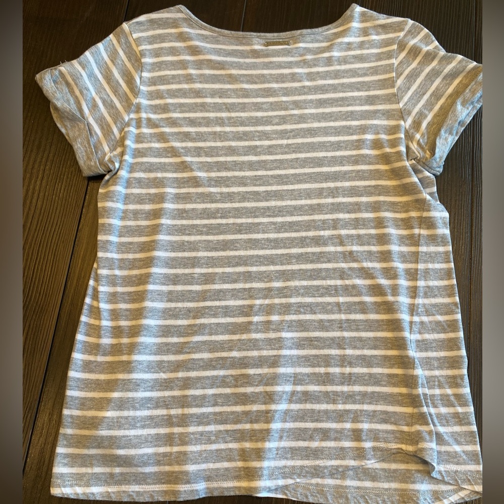 White and Grey Striped T Shirt, Michael Kors, Small, Lightly Worn - Picture 4 of 8